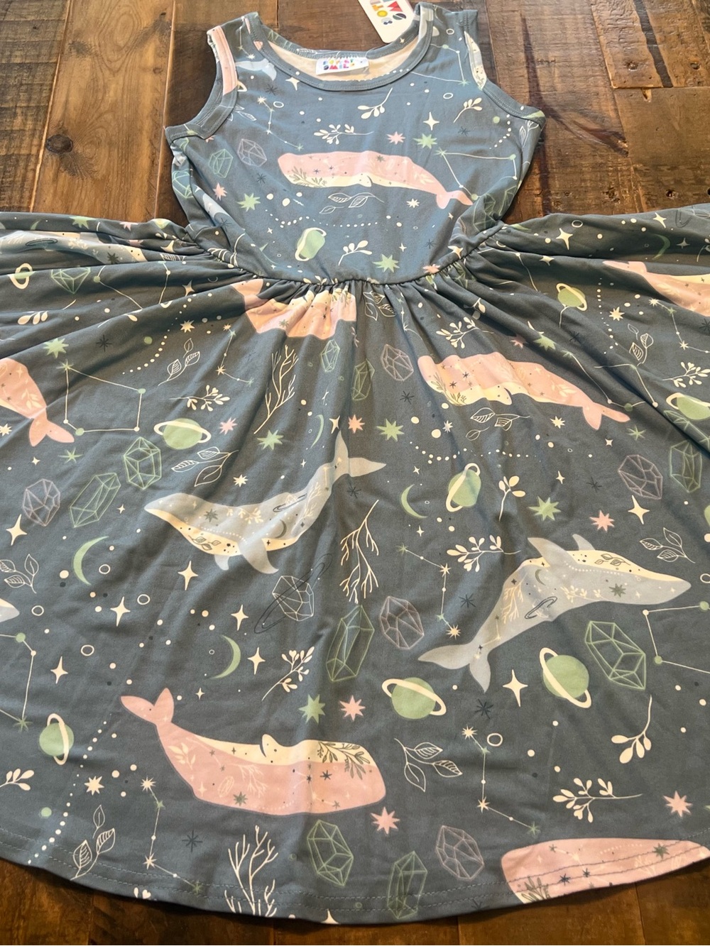 Dot Dot Smile size 7 girls astronomy whales tank twirl dress new